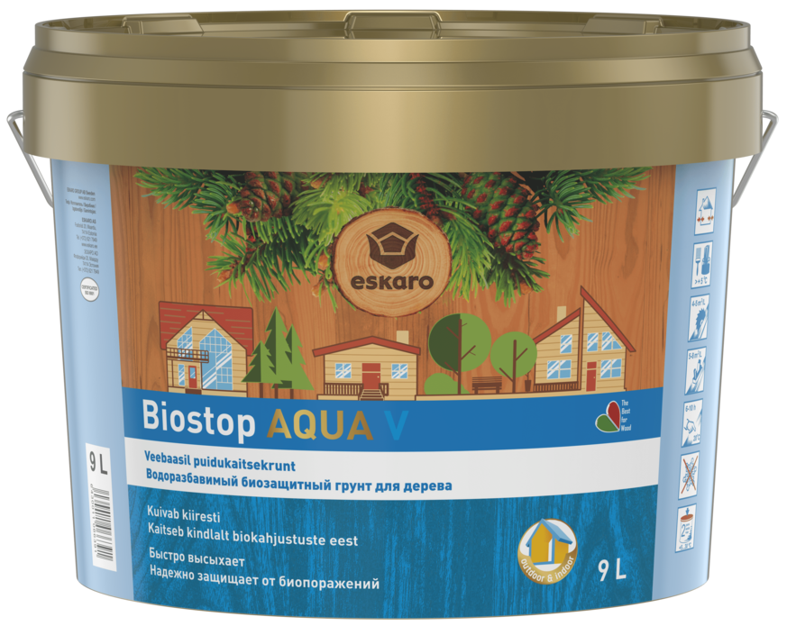 

Пропитка (антисептик) Aura Biostop Aqua V бесцветный 9 л