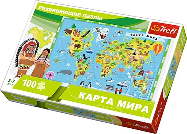 

Пазли Trefl Навчальні. Карта світу для дітей (російськомовна версія), 100 елементів, (15527)