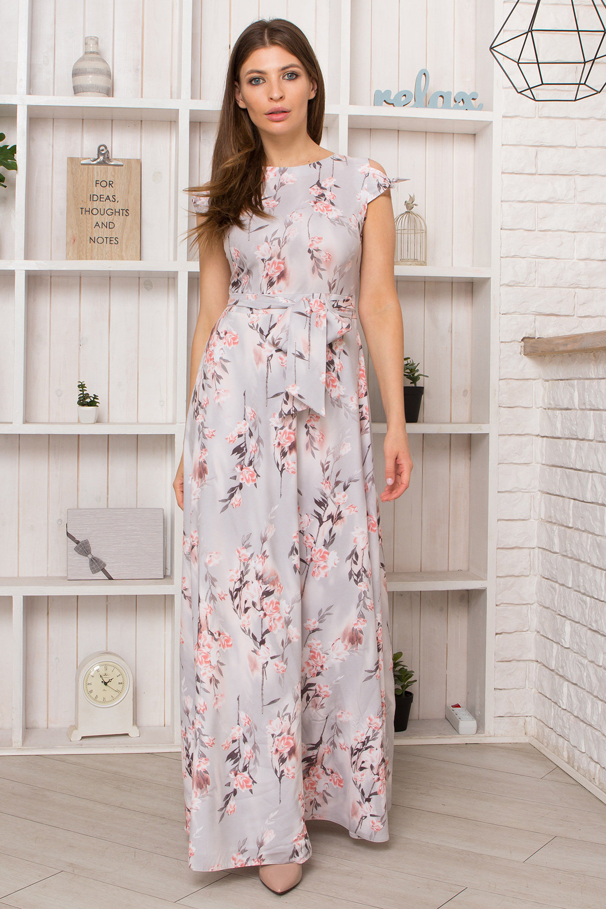 

Платье Modus Zhane-9099 S Серое с цветочным принтом (3025.2)