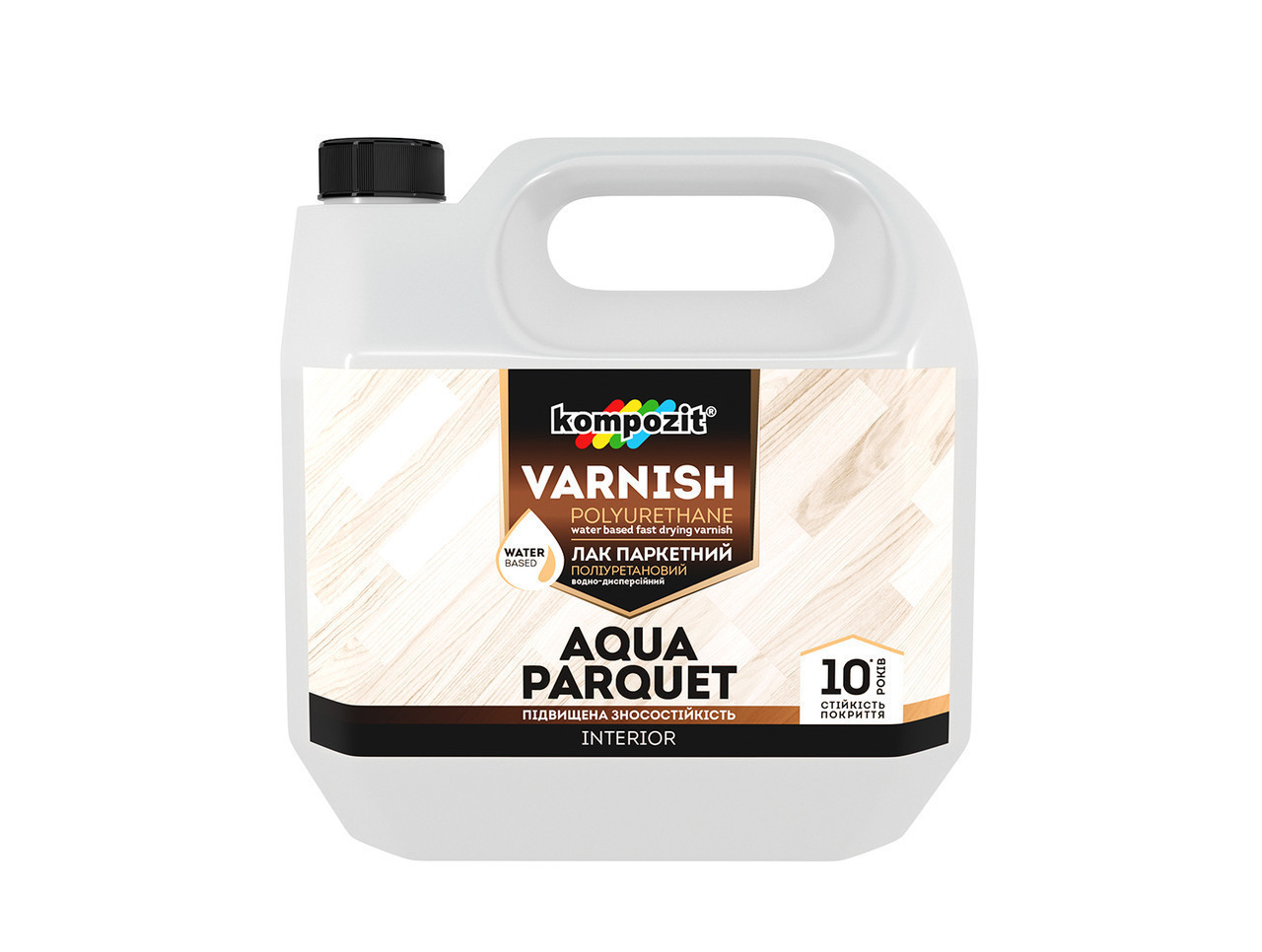 

Лак паркетный Kompozit AQUA PARQUET (5 л) Шелковисто-матовый
