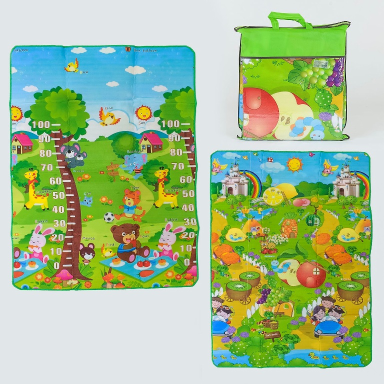 

Коврик двусторонний JIA YU TOY Фрукты и животные с ростомером 180х120 см (С 36557)