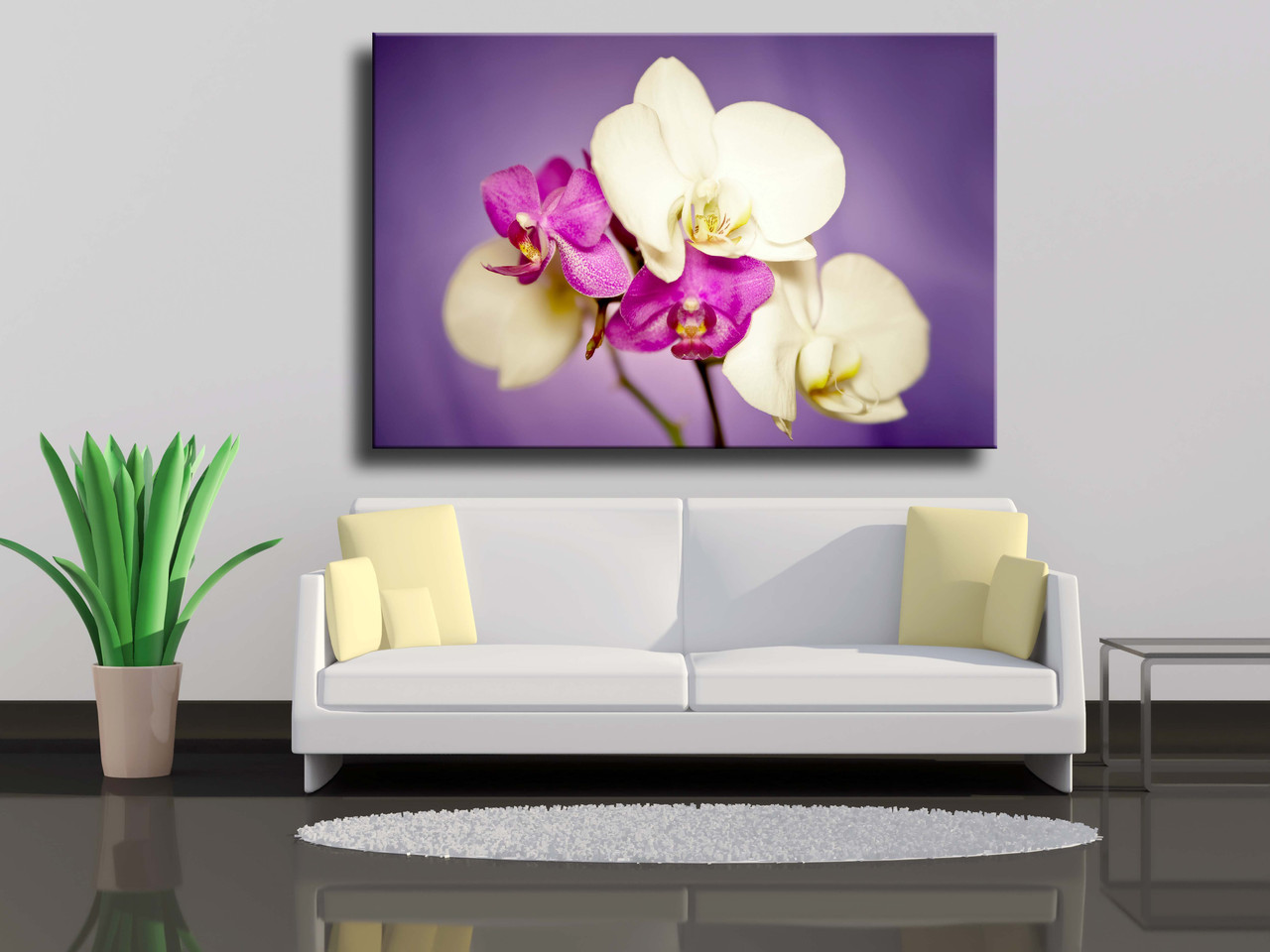 

Картина на холсте Красивые орхидеи на фиолетовом фоне 90х60