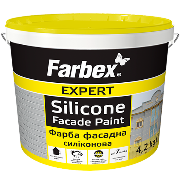 

Фарба фасадна силіконова Farbex - 4,2 кг, білий матовий