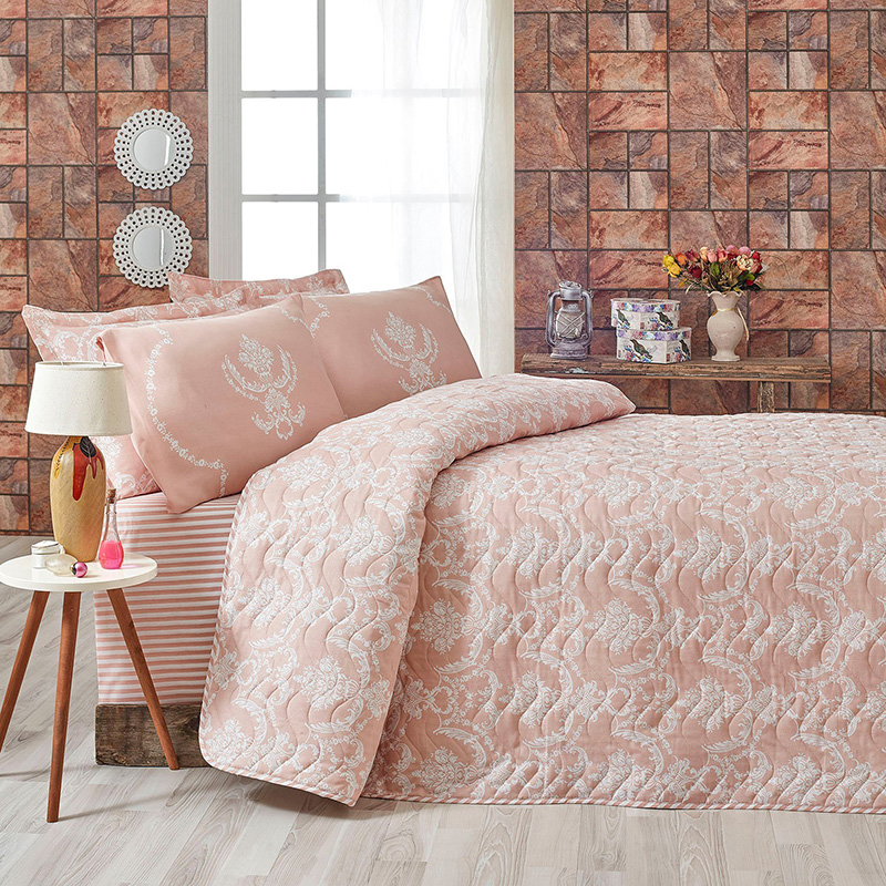 

Покрывало с наволочками Eponj Home Pure Pudra 160х220 см Розовый 2000008477338