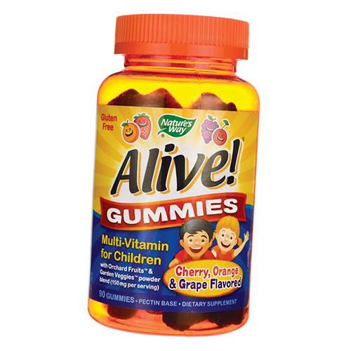 

Жевательные Мультивитамины для детей, Alive! Gummies Multi-Vitamin for Children, Nature's Way 90таб Фруктовый микс (36344063)
