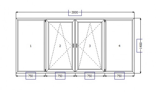 

Окно металлопластиковое Aluplast ideal 4000 1400х3000 мм с двумя активными створками