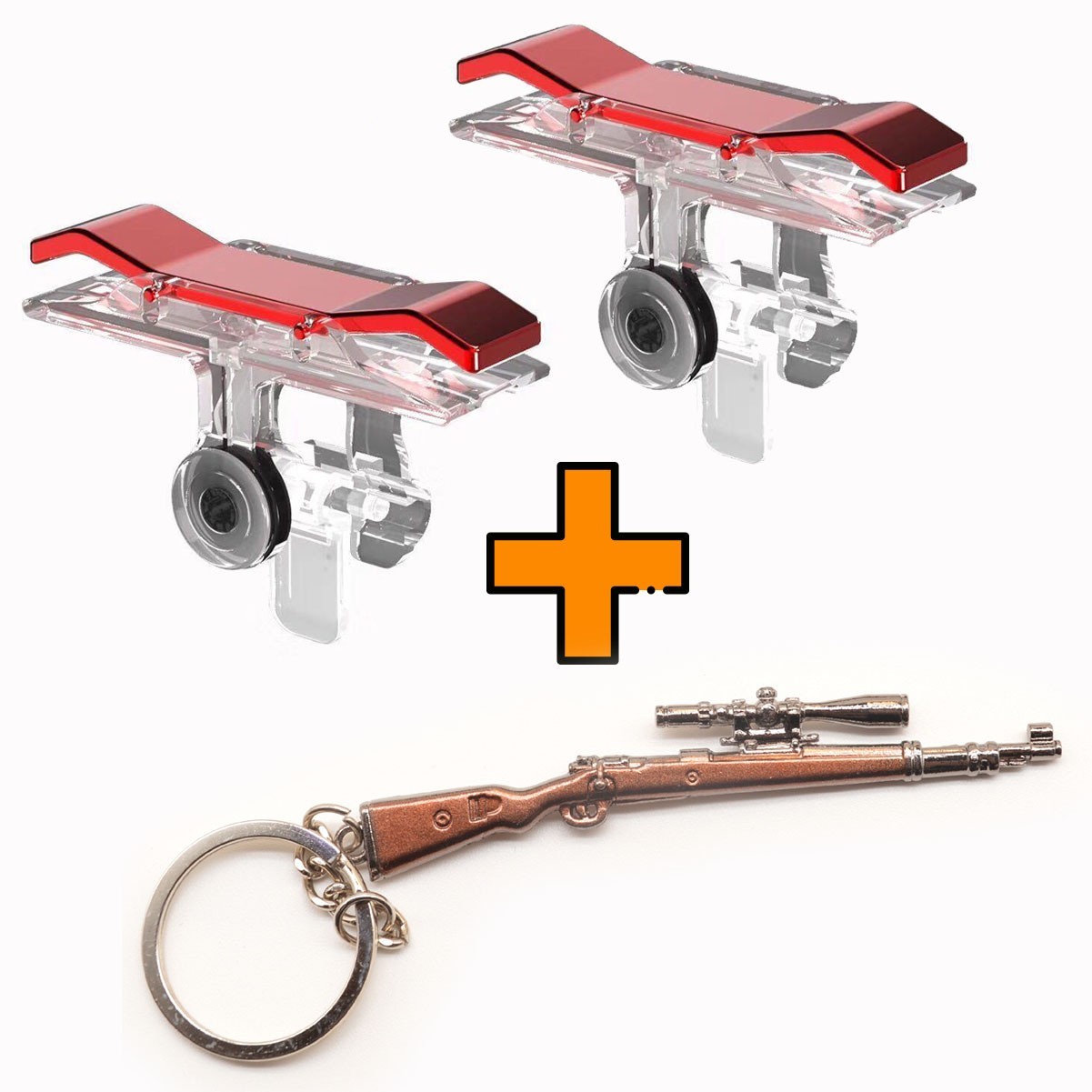 

Игровые контроллеры Marpiel E9 Red (геймпад триггеры курки для смартфона для PUBG) + брелок Kar98k