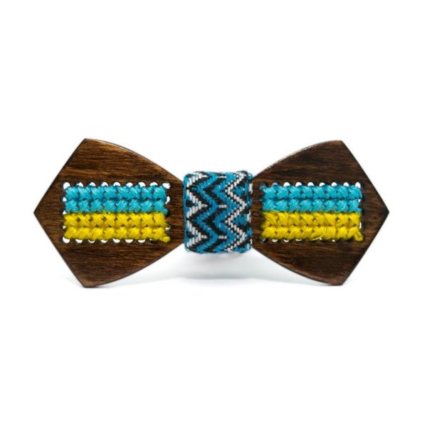 

Дерев'яний краватка метелик Gofin з прапором України темний GBDH-8163