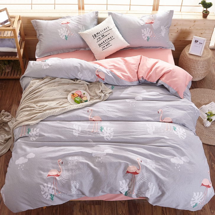 

Комплект постельного белья Фламинго (двуспальный-евро) Berni Home Серый