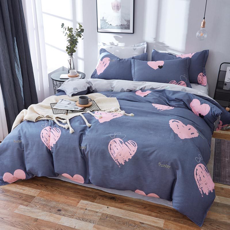 

Комплект постельного белья Розовое сердце (полуторный) Berni Home Серый