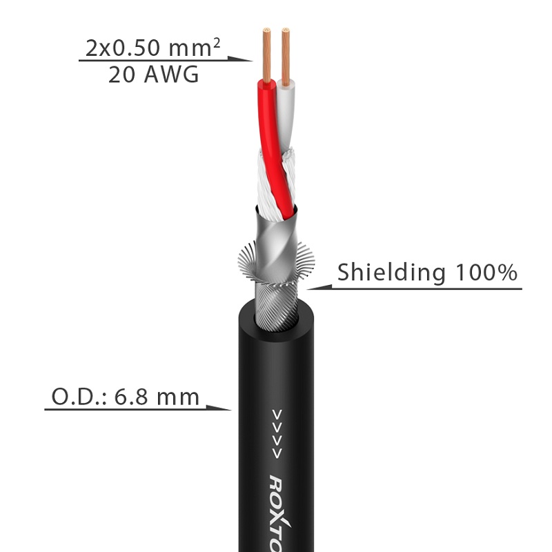 

Микрофонный кабель Roxtone MC022, 2х0.5, 100 м