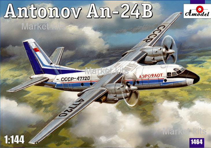 

Пассажирский авиалайнер Антонов Ан-24Б 1:144 AMODEL (AMO1464)