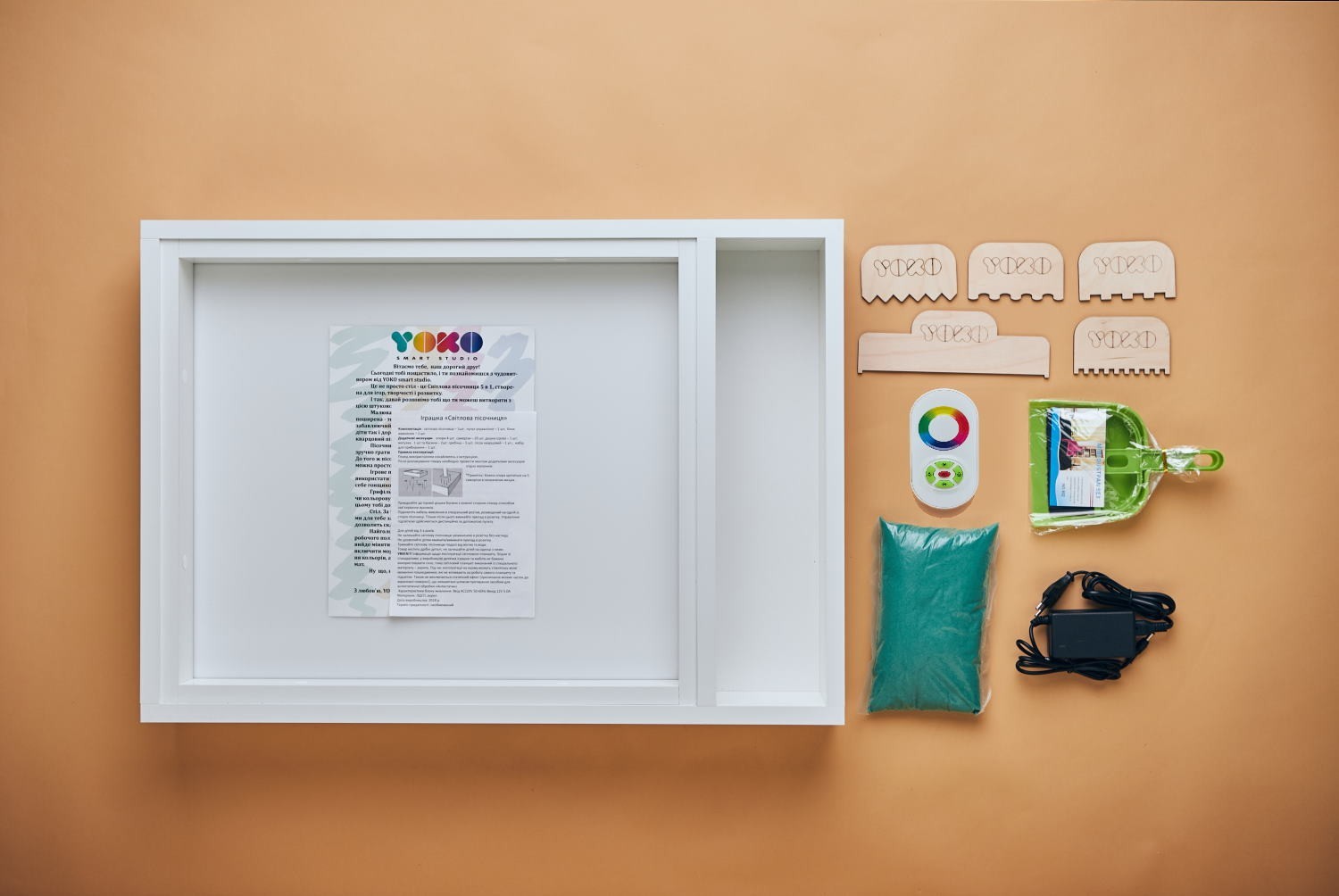 

Світловий планшет для малювання піском та інтерактивних ігор Yoko Premium з двосторонньою кришкою Грифель та Вайтборд (5360873)