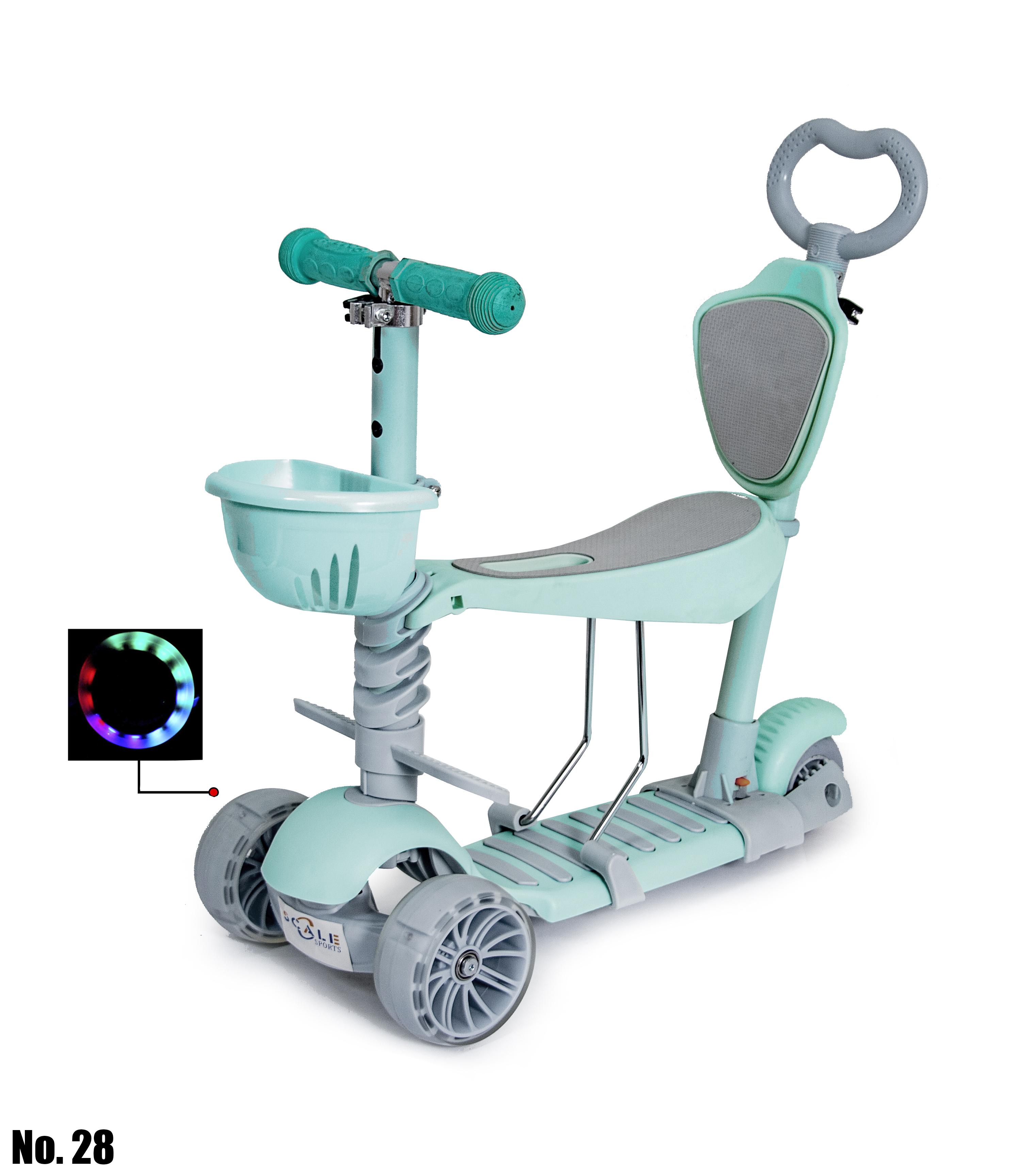 

Самокат детский Scale Scooter Smart 5 в 1 с сиденьем и родительской ручкой трехколесный мятный