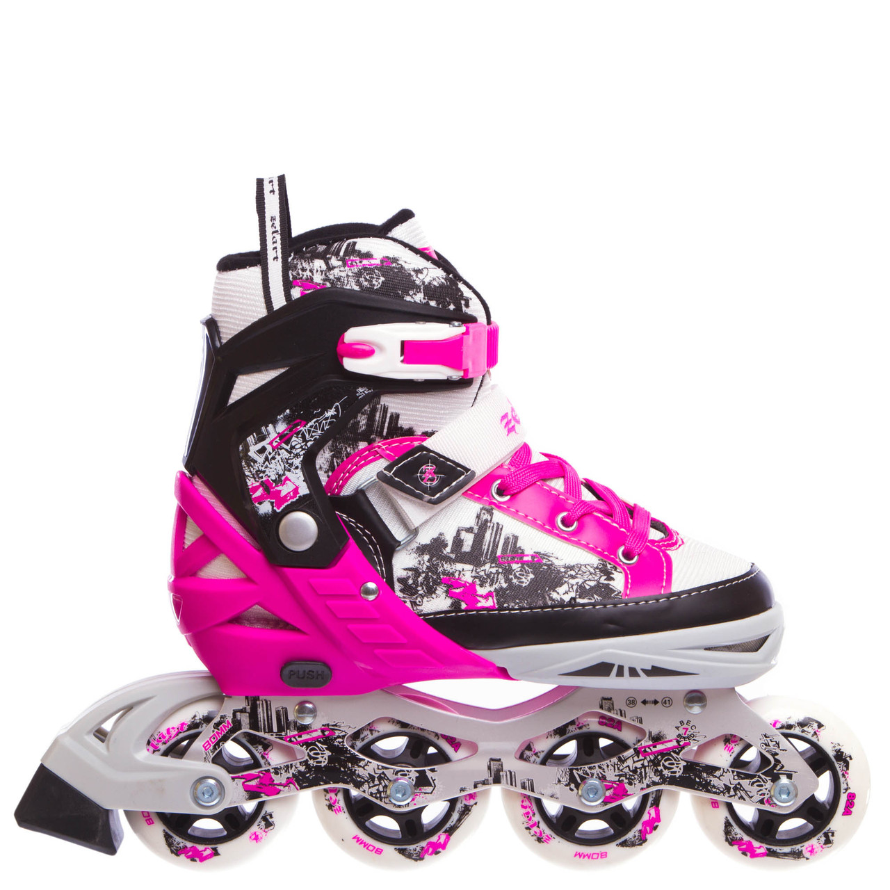 

Роликовые коньки раздвижные Zelart Z-098 размер 38-41 Pink-White-Black