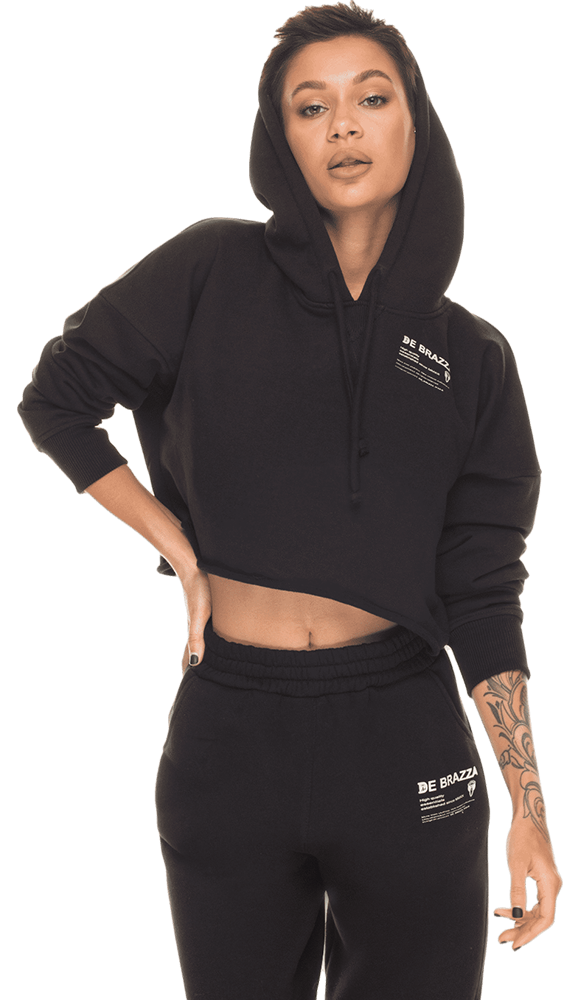 

Утеплене худі De Brazza Обрізний край L/XL чорний