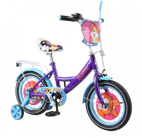 

Велосипед двоколісний Baby Tilly fluffy 14" (T 214213 purple + l.blue
