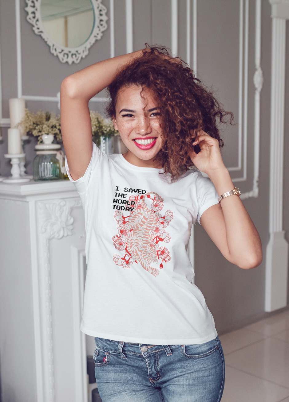 

Футболка с модным принтом OWEAR fash28WH-XXL Белый
