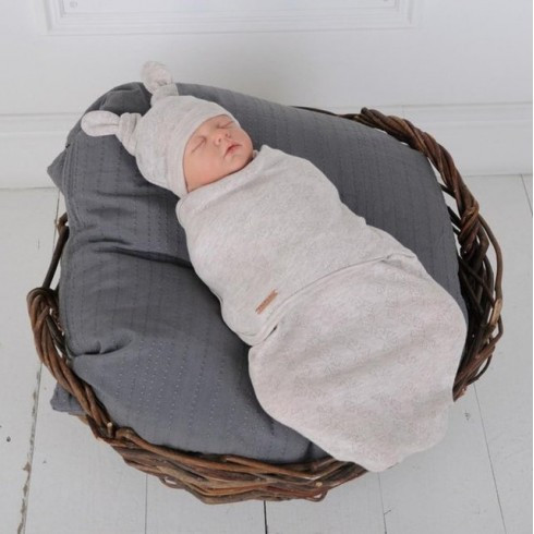 

Пеленка-кокон на липучках Magbaby Wind c шапочкой бежевый меланж 0-3 мес
