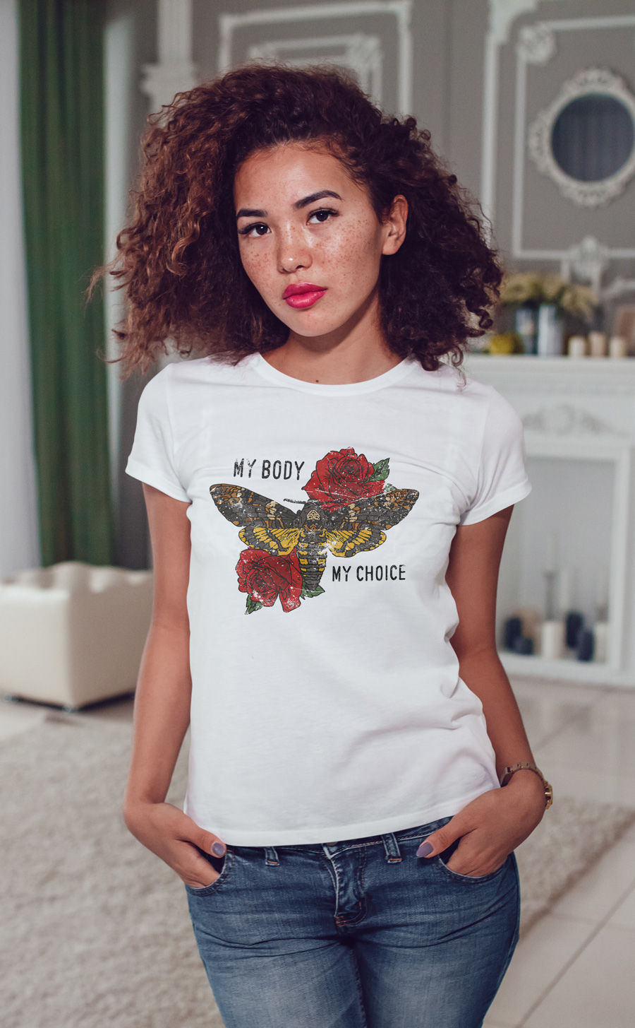 

Футболка с модным принтом OWEAR fash39WH-XXL Белый