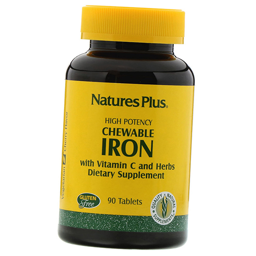 

Железо с Витамином С, Chewable Iron, Nature's Plus 90таб (36375074)