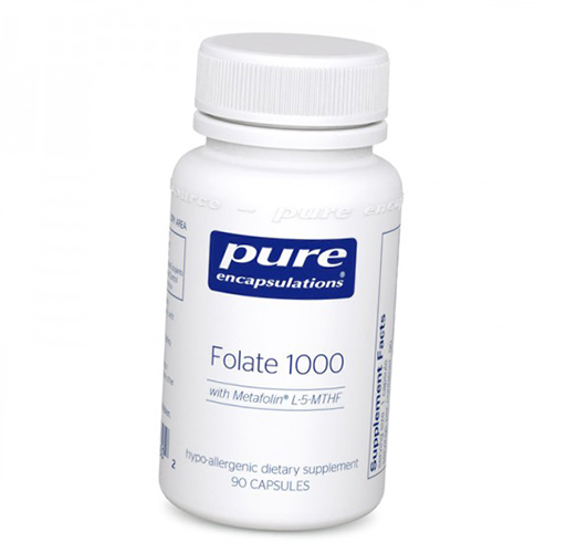 

Фолат, метафолин, Folate 1000, Pure Encapsulations 90капс (36361039)