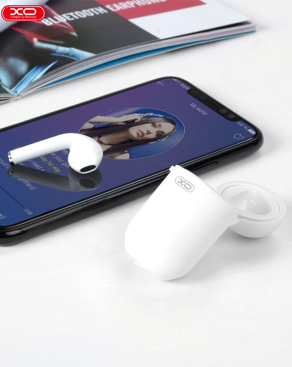 

Bluetooth-гарнитура для телефона блютус наушник в кейсе XO Touch Single BE2 Белый