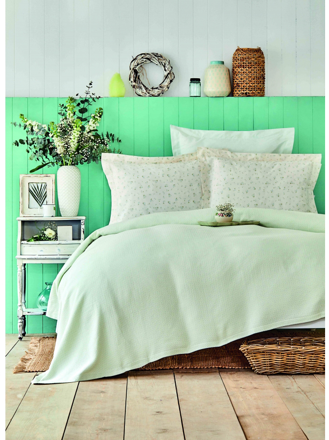 

Постельное белье Karaca Home Fois su yesil 2020-2 зеленый pike jacquard 200х220 евро (svt-2000022245883)
