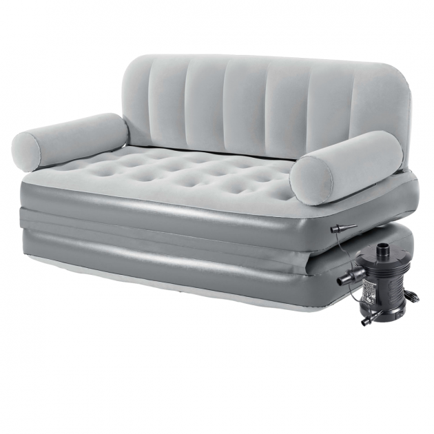 

Двухспальный флокированный надувной диван-трансформер Bestway 75073 Double Max Air Couch с электрическим насосом 152 x 188 x 64 см Серый (gr_011660)
