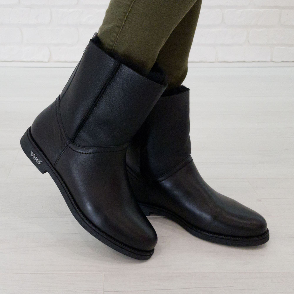

Ботинки женские с мехом Woman's heel 36 черные (О-692)