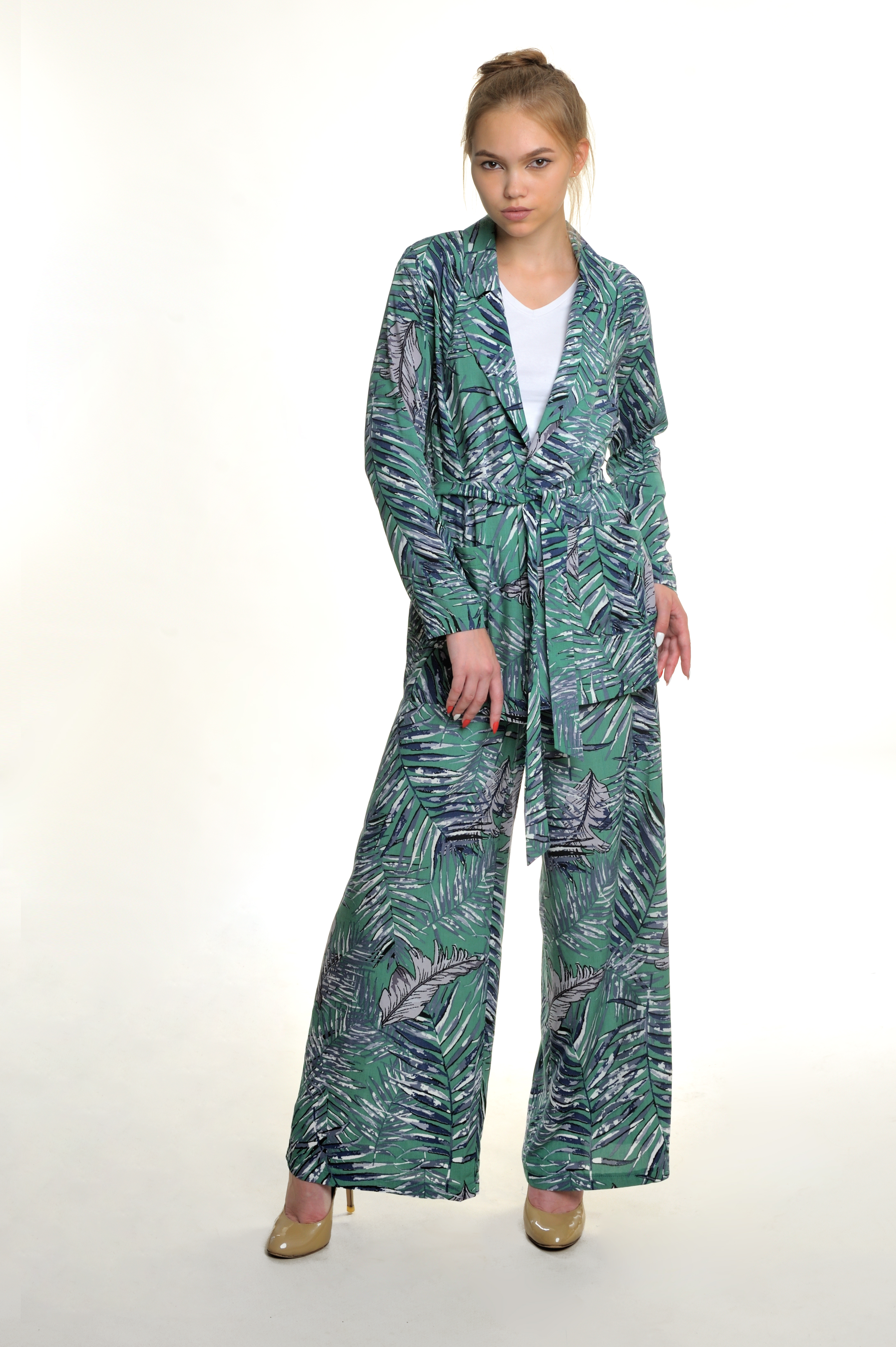 

Жакет Wear me удлиненный с поясом M Зелёный 2w/12/62