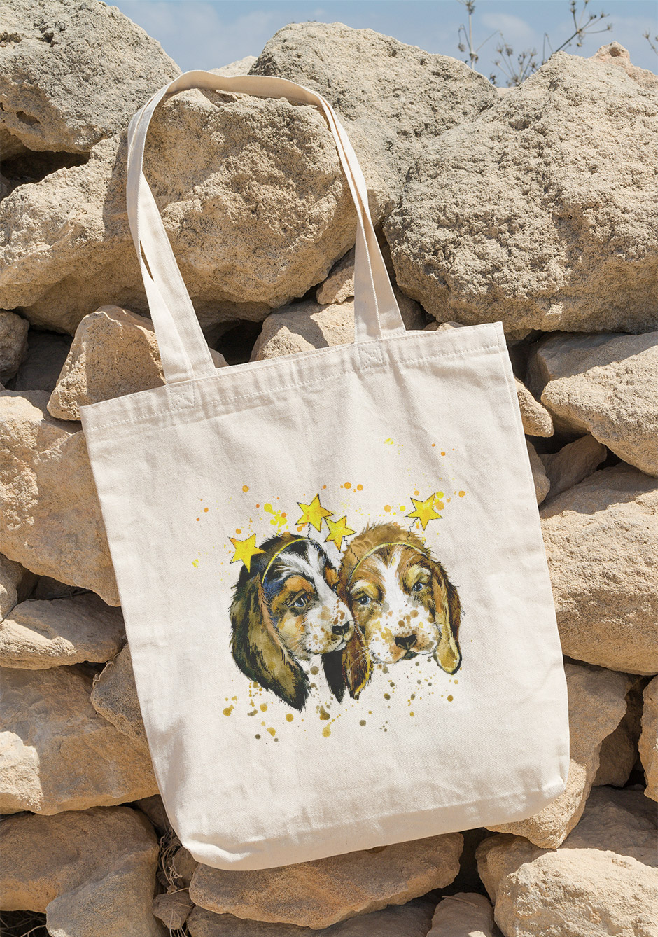 

Эко-сумка Owear с принтом "Собачки" dog2Bag-WH Светло-бежевый