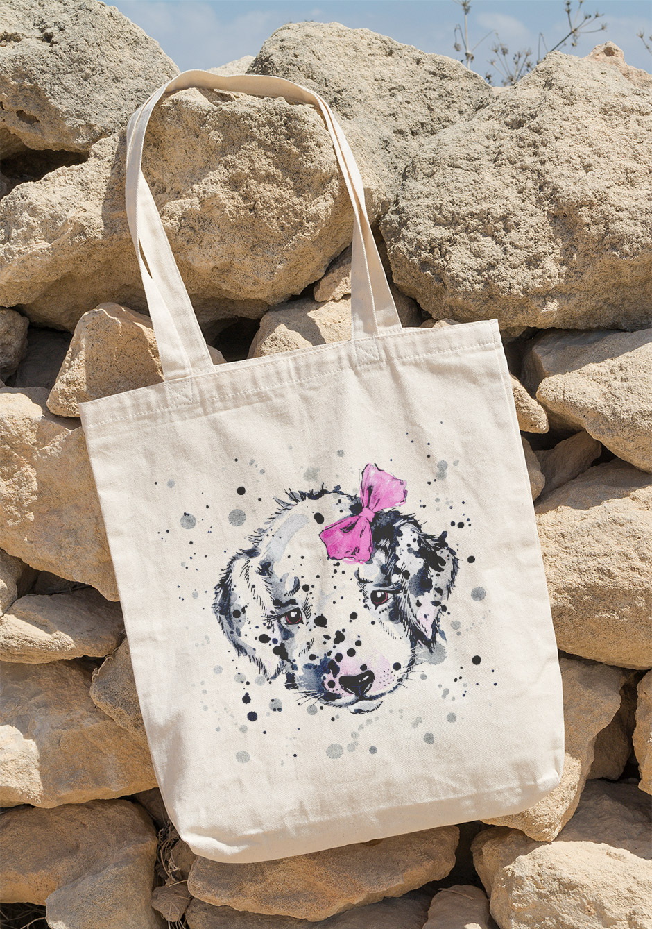 

Эко-сумка Owear с принтом "Собачки" dog1Bag-WH Светло-бежевый