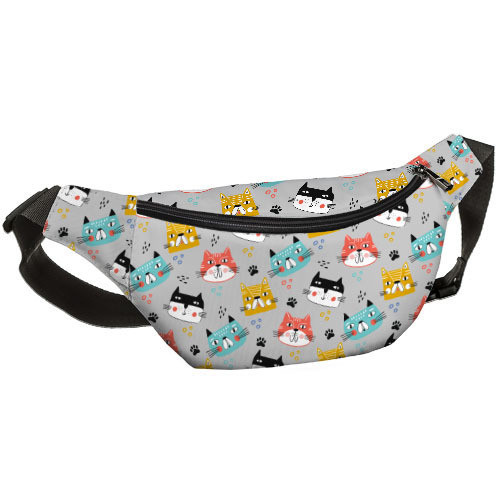 

Сумка на пояс бананка Bumbag Presentville Котячьи мордашки 27х16 см