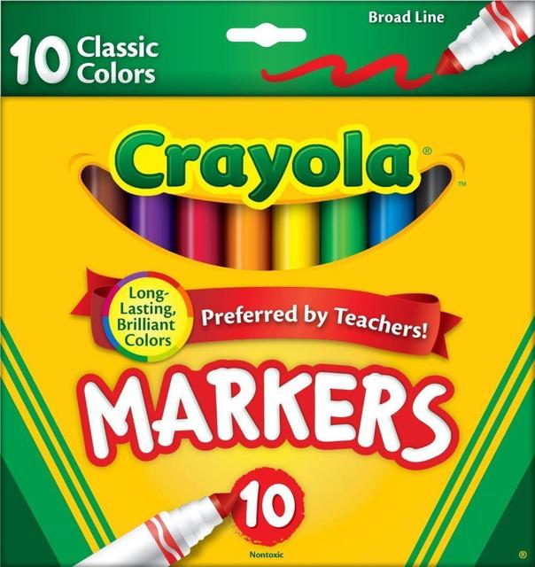 

Фломастеры markers крайола, 10 класических цветов, Crayola