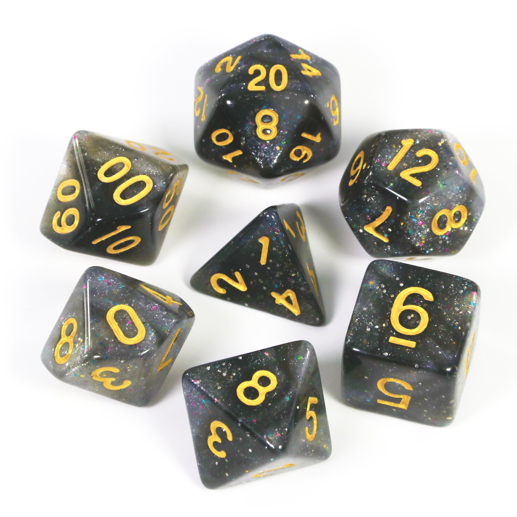 

Настольная игра T&G dice Набор кубиков Галактика d00, d4, d6, d8, d10, d12, d20 (чёрный) T&G + мешочек (Dice Set Galaxy T&G (7) + bag) чёрный