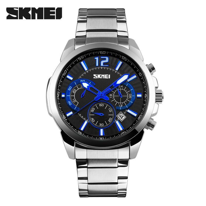 

Мужские часы Skmei 9108 Chronograph Steel 3Bar (0272)