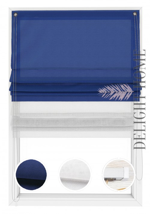 

Двойная римская штора Twin I&H Джуси велюр Синий и Тюль Лён 140*170 см