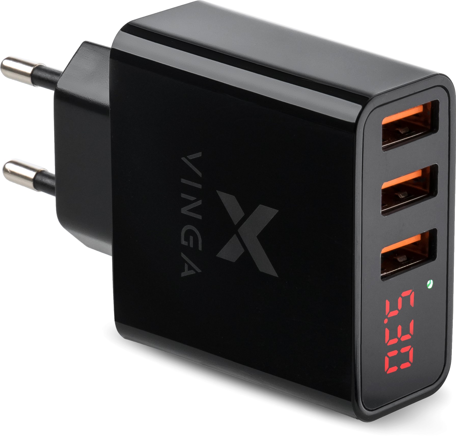 

Зарядное устройство Vinga 3 Port Display Wall Charger 17W Max