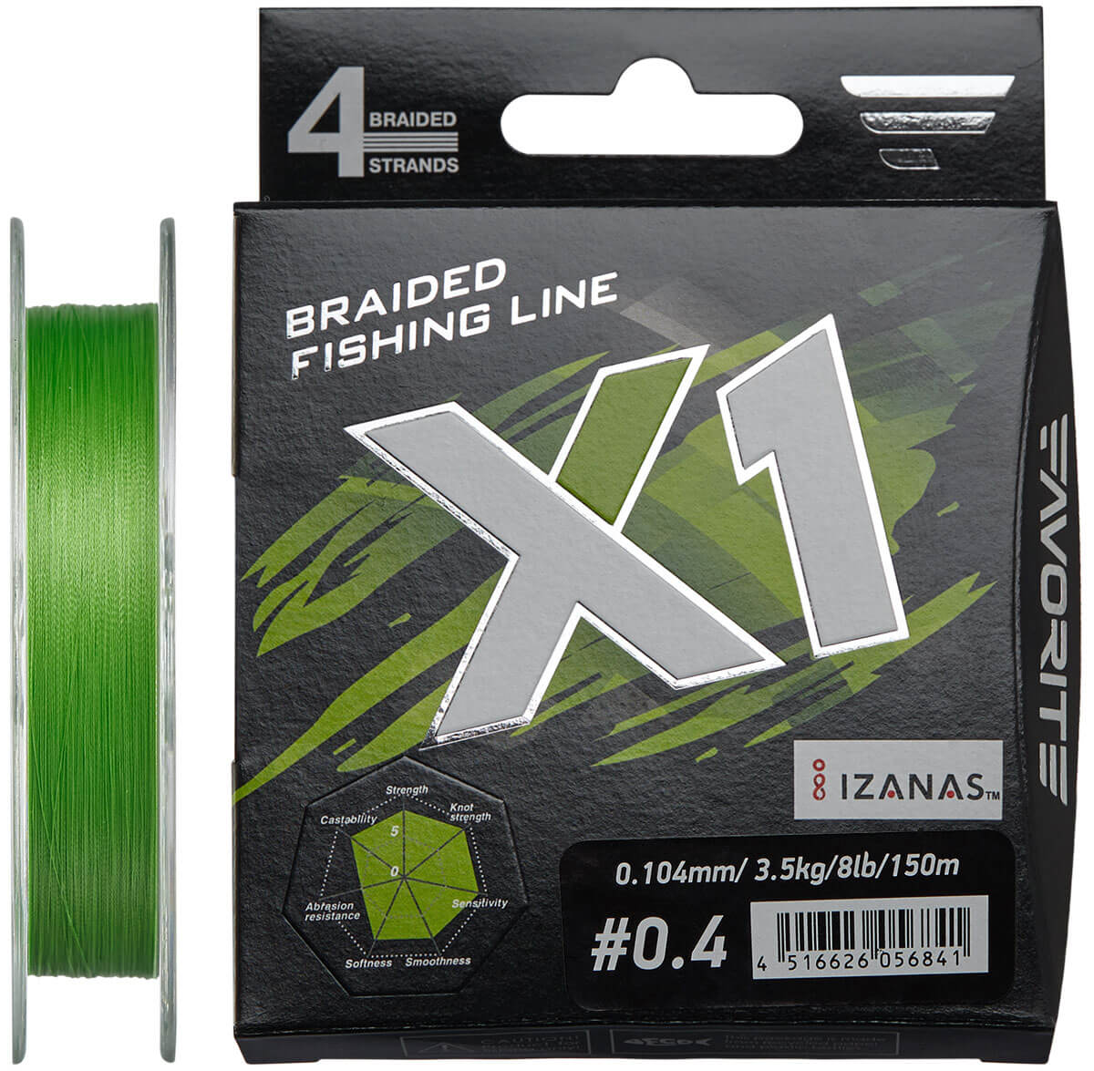 

Шнур Favorite X1 PE 4x 150 м # 0.4/0.104 мм 3.5 кг Салатовый (16931126)