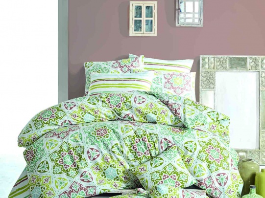 

Постельное белье Majoli Bahar teksil Ornament Green 200х220