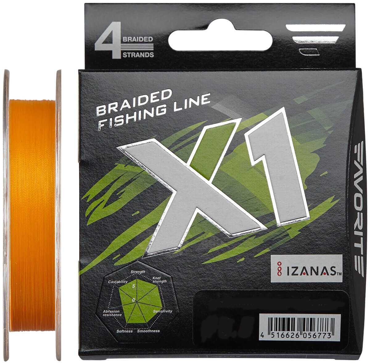 

Шнур Favorite X1 PE 4x 150m orange #0.6/0.128mm 12lb/5.4kg