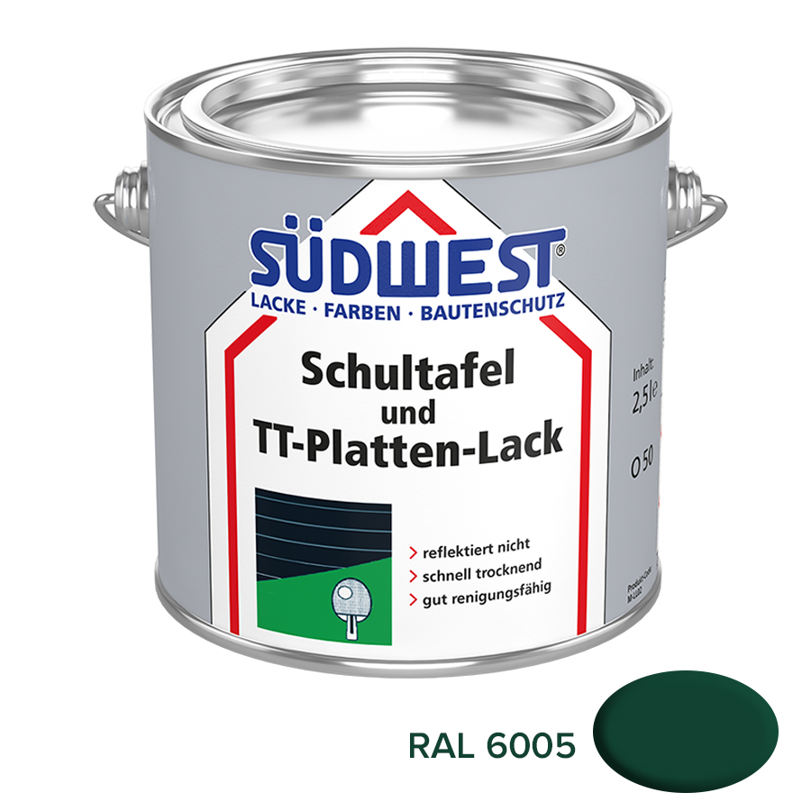 

Грифельна фарба алкідна SUDWEST Schultafel und TT-Platten-Lack RAL6005 2.5 л (30500-008)