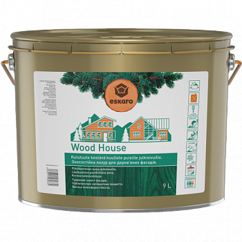

Лазурь для деревянных фасадов Eskaro Wood House полуматовая прозрачная 9 л