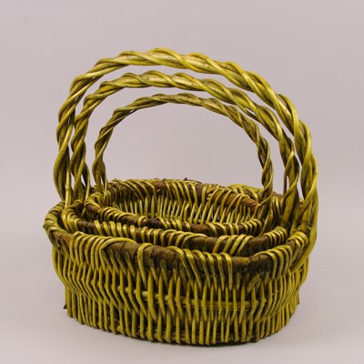 

Комплект зеленых корзин из лозы 3 шт.