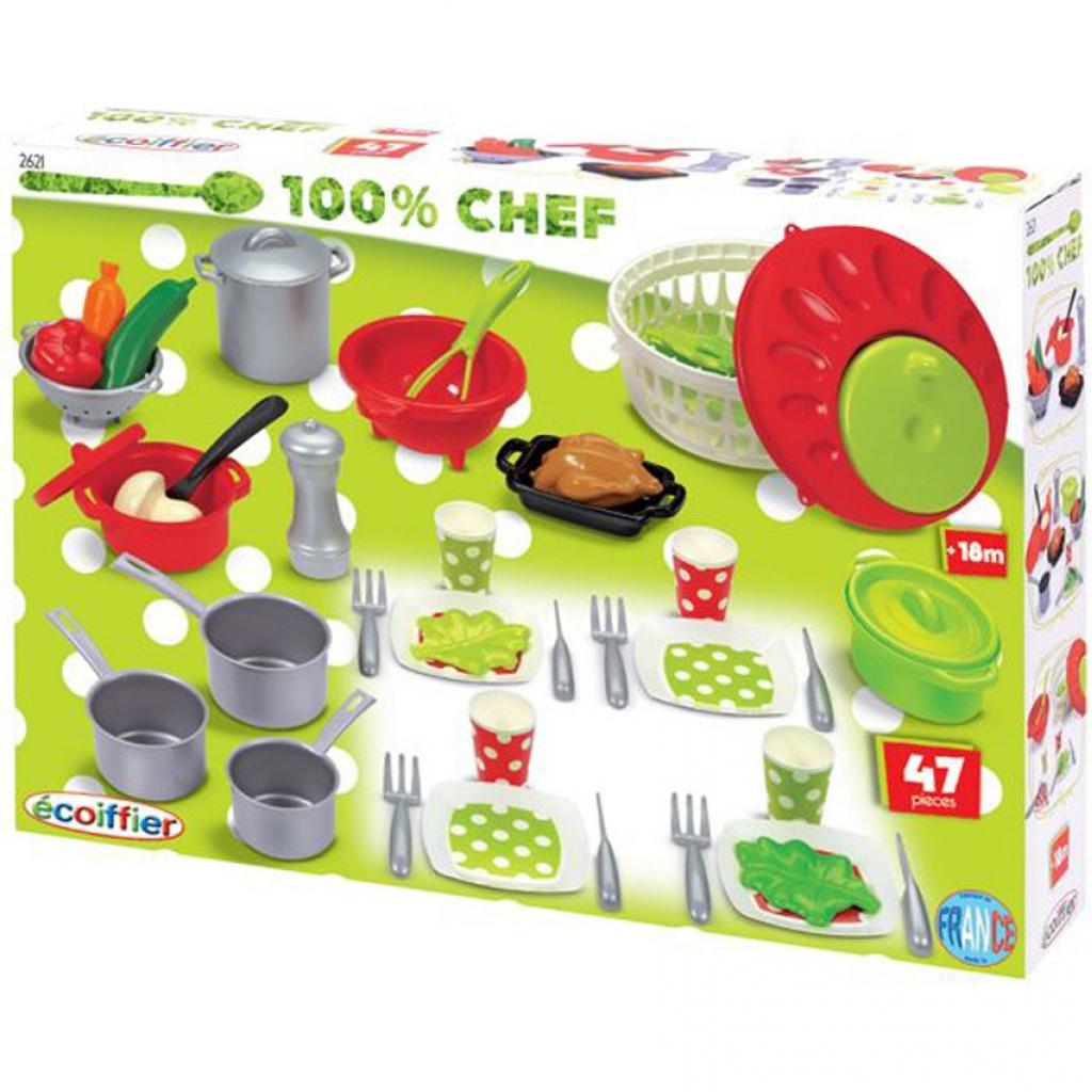 

Игровой набор Ecoiffier Chef-Cook посуду с сушкой для салата 47 аксесуаров (002621)