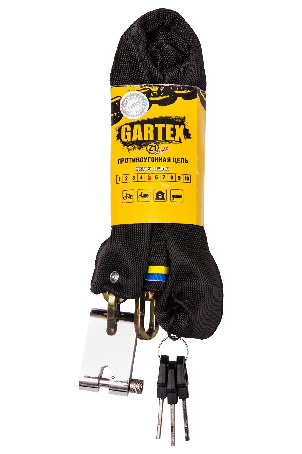 

Противоугонная цепь (велозамок) Gartex Z1 Light 1000x5 мм 001