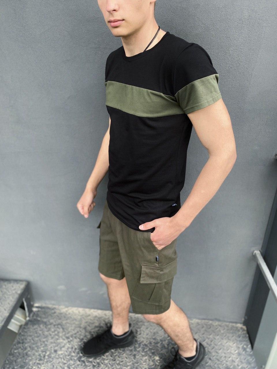 

Комплект Intruder Футболка "Color Stripe" черная - хаки + Шорты Miami хаки размер M