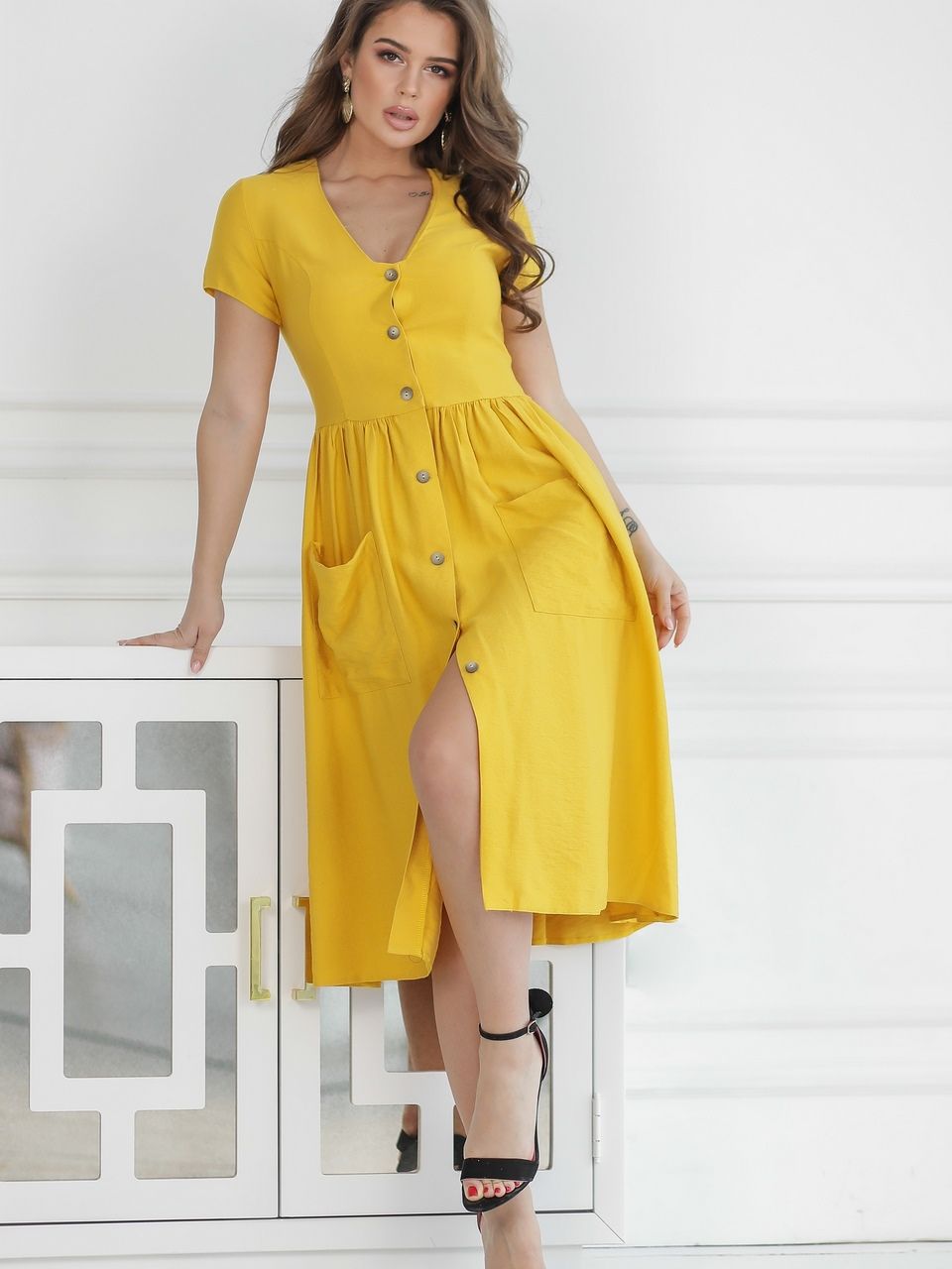 

Платье New Fashion 352  Горчичное, Платье New Fashion 352 42 Горчичное