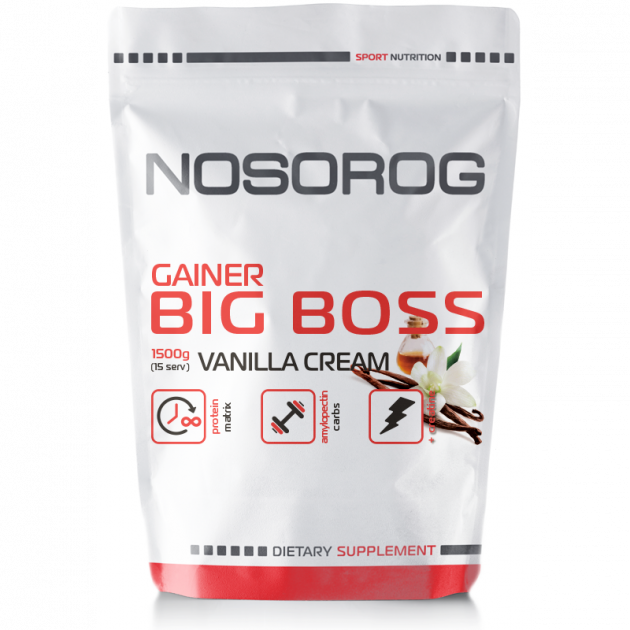 

Гейнер Nosorog Nutrition Big Boss 1500 грамм Ваниль (334362-3)
